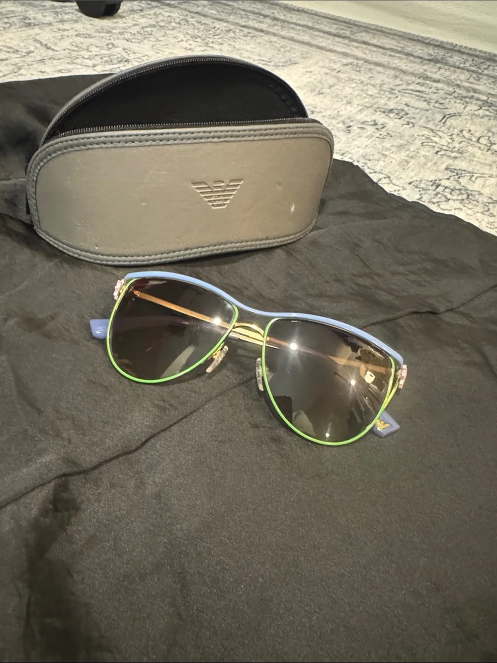 Emporio Armani Women's Blue & Green Aviator Sunglasses